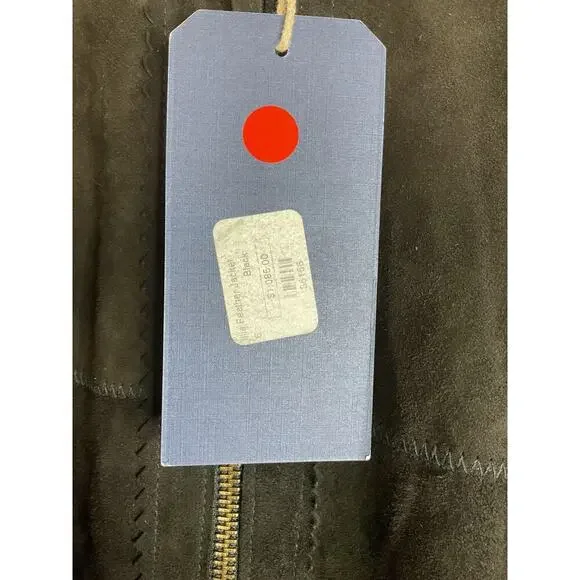 Illia Black Suede Jacket with Ostrich Feather Hem Size 6 NWT - Picture 7 of 8